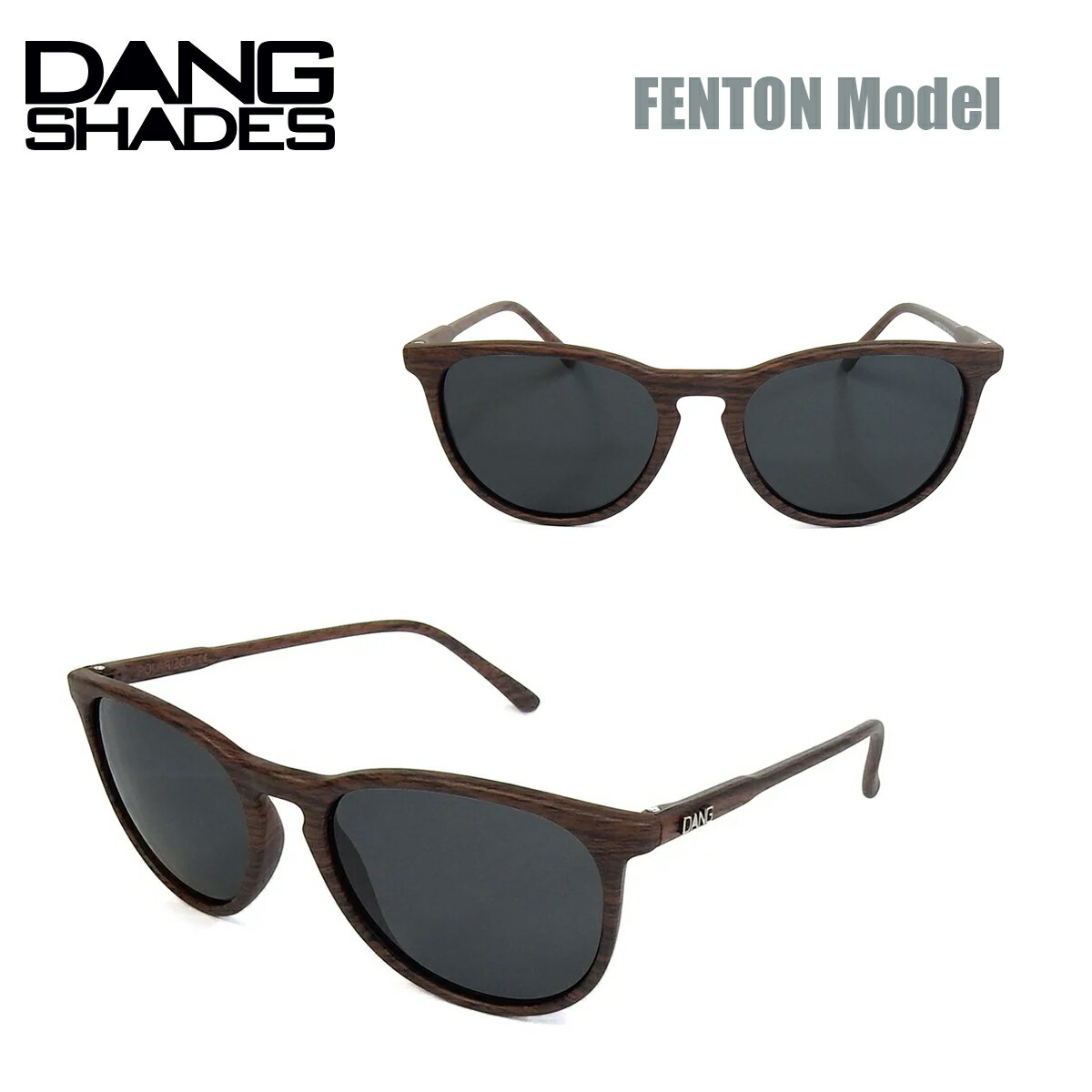 サングラス ダン・シェイディーズ フェントン DANG SHADES FENTON Matt Dark Wood x Black Smoke Polarized ラウンド型 フルリム 偏光レンズ ユニセックス ケース付き メンズ レディース ウッドフレーム ブラックレンズ vidg00316 正規品