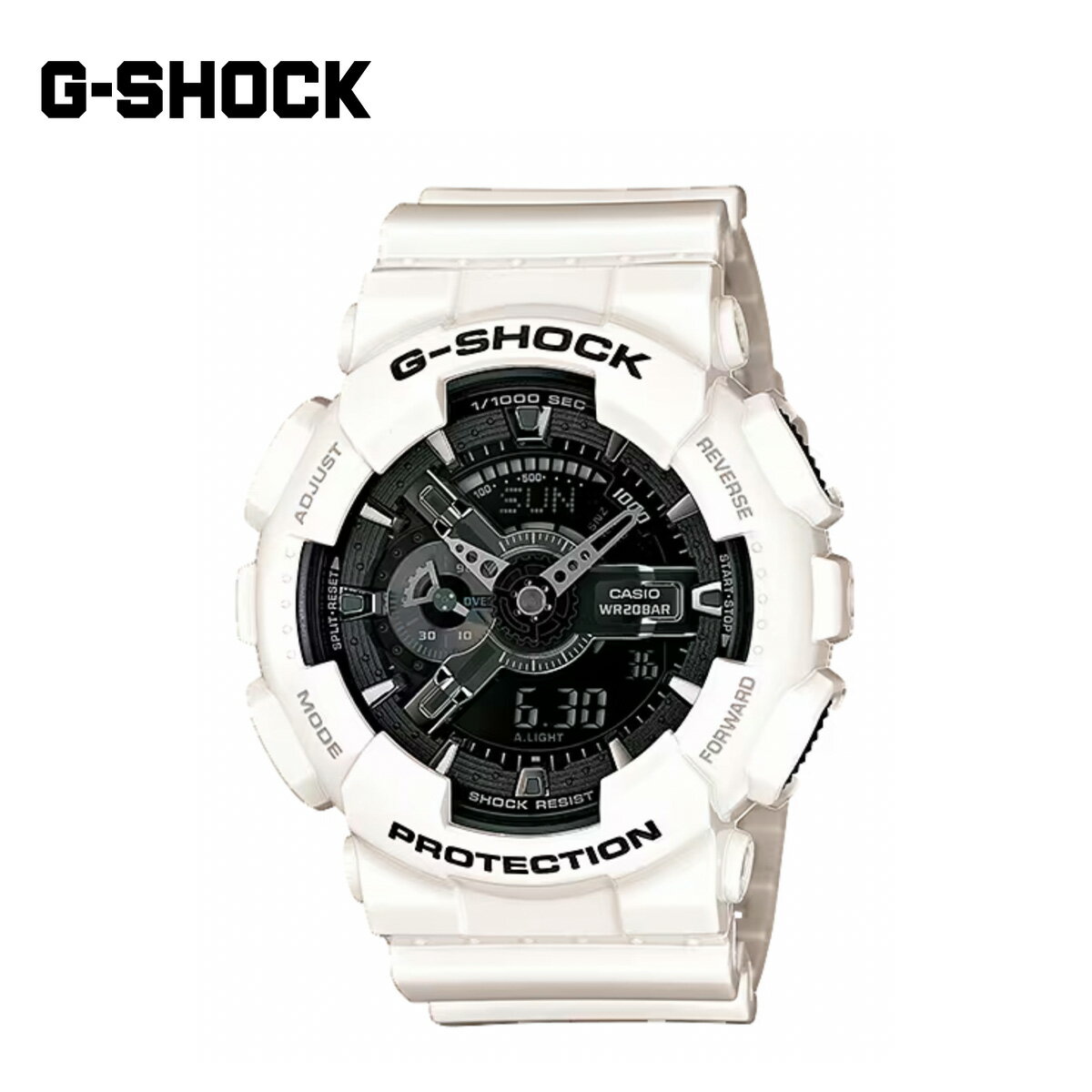 楽天masa surf and snow【お買い物マラソンP10倍】G-SHOCK 腕時計 GA-110GW-7AJF ANALOG-DIGITAL 110 SERIES watch Gショック ラウンド 水中操作可能 樹脂 20気圧防水 耐衝撃構造 耐磁時計 電池 カレンダー アラーム ライト ホワイト ストリート スポーツ サーフ 海 正規品