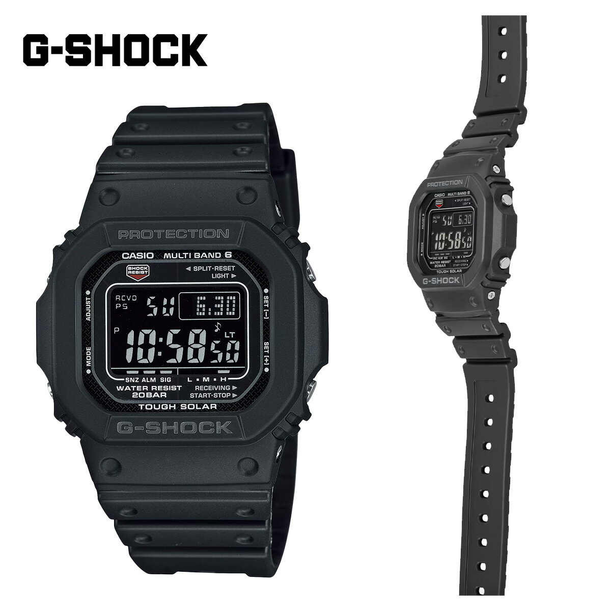 楽天masa surf and snow【お買い物マラソンP10倍】G-SHOCK 腕時計 GW-M5610U-1BJF 5600 SERIES watch Gショック スクエア 水中操作可能 樹脂 20気圧防水 耐衝撃構造 ソーラー充電 ライト付き 電波時計 ライト カレンダー ブラック ダークグレー ストリート スポーツ サーフ 海 正規品