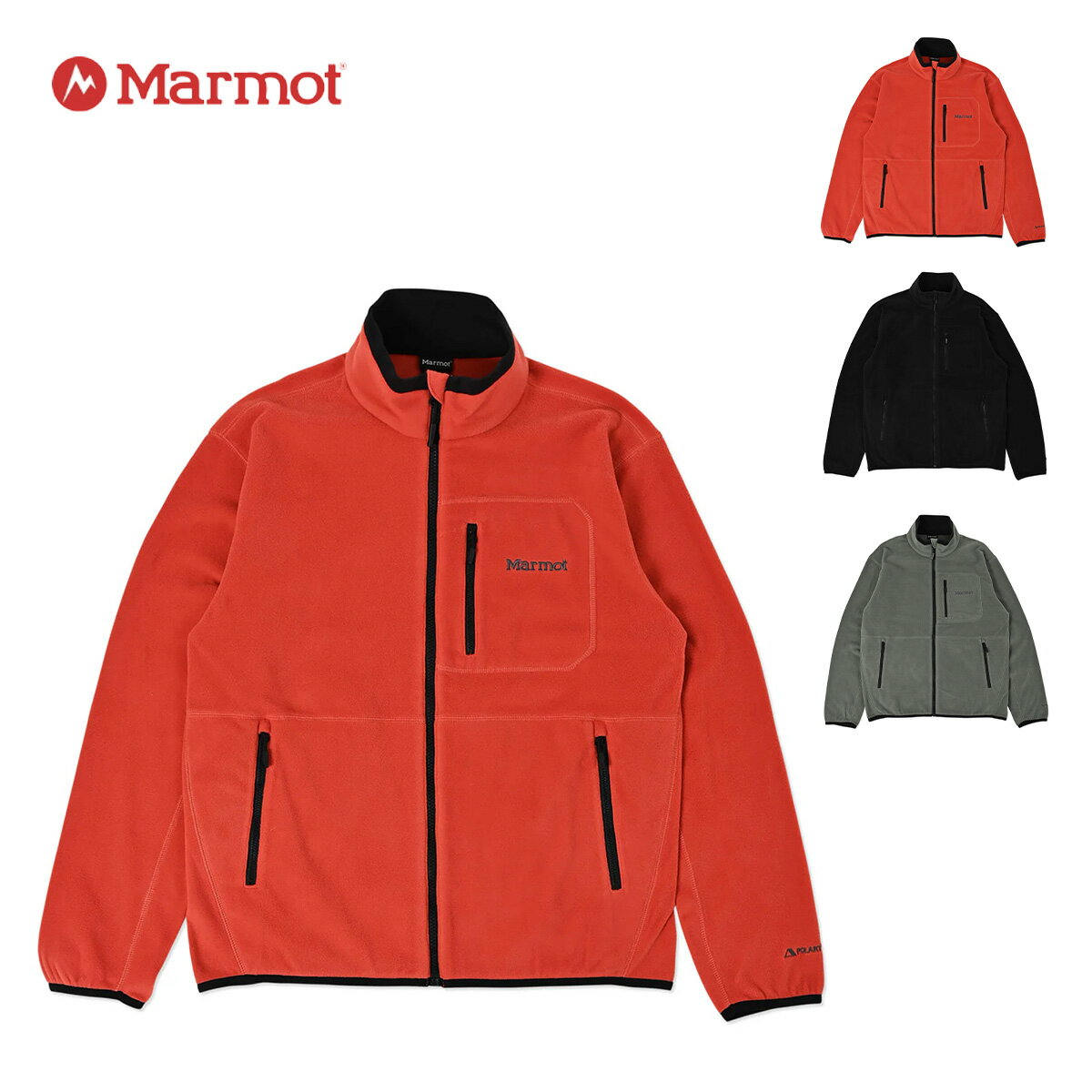 【スーパーSALE P10倍】マーモット ジャケット メンズ Marmot Lodge Fleece Jacket ロッジフリースジャケット保温 軽量 通気性 ミドラー 刺繍ロゴ アウトドア キャンプ タウン スノーボード スノボ スキー レッド ブラック カーキ TSAMF039 2024 秋冬 FW 正規品のサムネイル