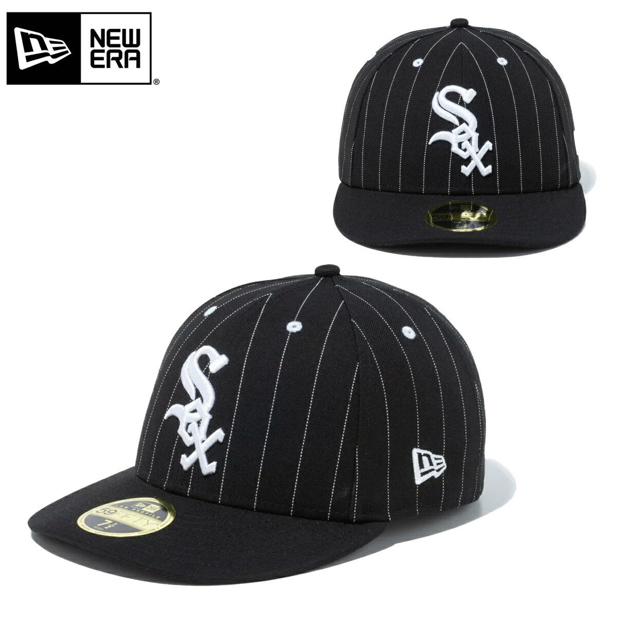 ニューエラ キャップ 帽子 NEW ERA LP 59FIFTY MLB Pinstripe シカゴ ホワイトソックス ブラック ロープロファイル ピンストライプ ユニセックス メンズ 5950 SOX ストリート ベースボール 野球帽 CAP 黒 13515729 2023 SS 春夏 正規品