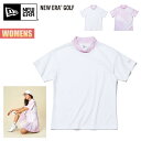 ニューエラ ゴルフ 紺野ゆり レディース Tシャツ NEW ERA GOLF WOMEN'S 半袖 ミッドネック Tシャツ コラボ 刺繍ロゴ 吸汗 速乾 抗菌 UVカット ワンポイント ゴルフウェア ホワイト ピンク 13526859 13526860 2023 春夏 SS 正規品