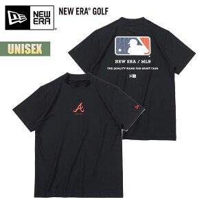 【お買い物マラソンP5倍】ニューエラ ゴルフ 半袖 ミッドネック Tシャツ NEW ERA GOLF MLB アトランタ・ブレーブス ネイビー ユニセックス ゴルフウェア モックネック 鹿の子 メンズ レディース 14109059 2024 春夏 SS 正規品