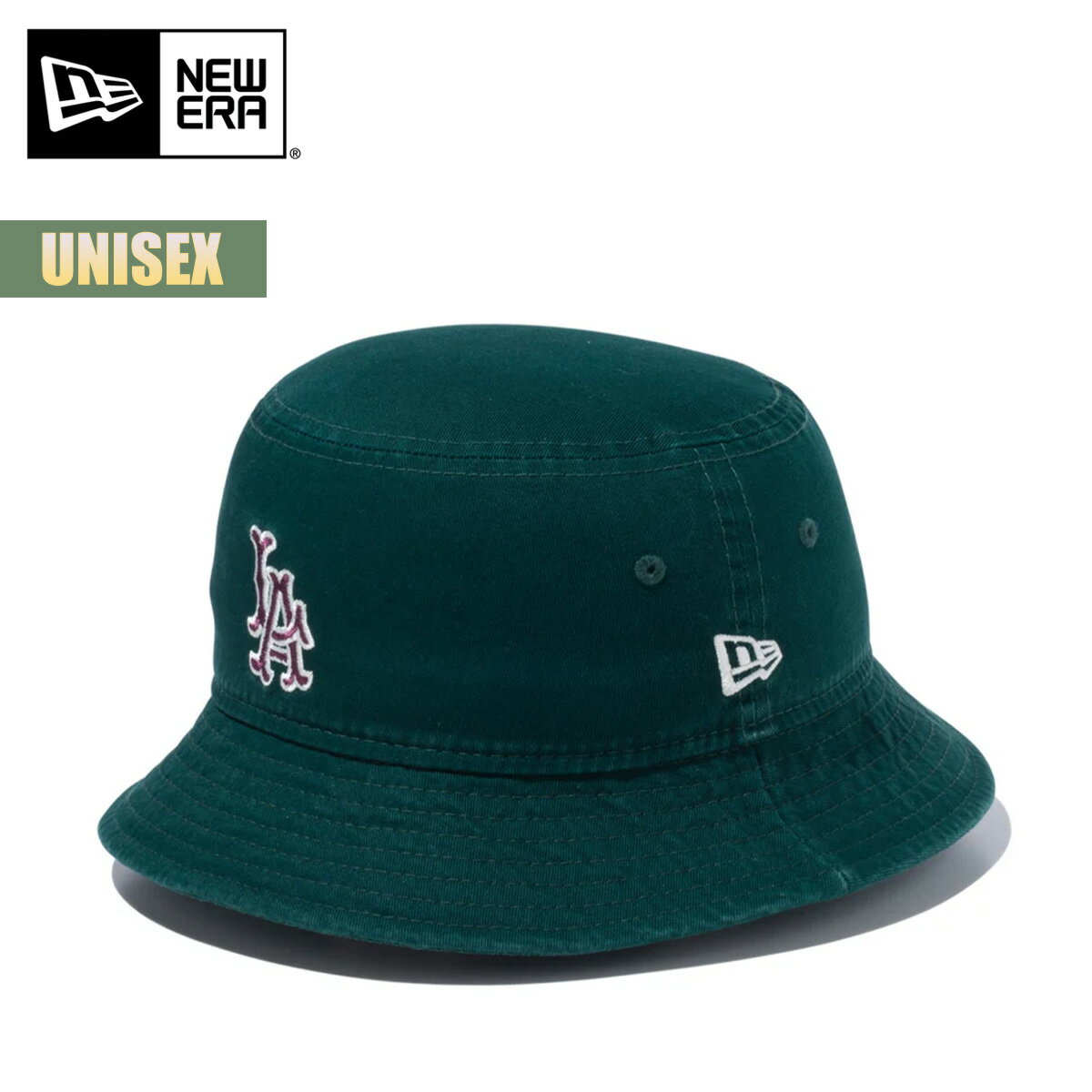 ニューエラ ハット 帽子 バケット01 ロサンゼルス・ドジャース クーパーズタウン NEW ERA Bucket01 ユニセックス カジュアル バケハ コットン 刺繍ロゴ ダークグリーン 野球 MLB メジャーリーグ 14109589 2024 春夏 SS 正規品