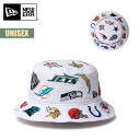 【お買い物マラソンP5倍】ニューエラ ハット 帽子 バケット01 Team Logo Allover NFL ホワイト NEW ERA バケットハット ナショナルフットボールリーグ チームロゴ ユニセックス バケハ 14388538 2025 春夏 SS 正規品