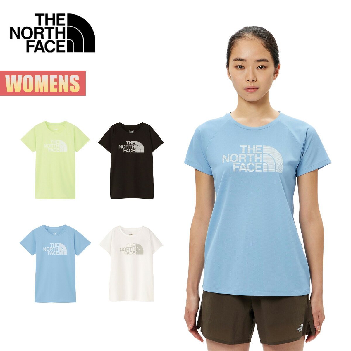 【楽天スーパーセールP5倍】ノースフェイス Tシャツ レディース ショートスリーブGTDロゴクルー THE NORTH FACE S/S GTD Logo Crew 半袖 速乾 ドライ 抗菌防臭 UVケア 通気性 ランニング スポーツ ライム ブラック ブルー ホワイト NTW12376 2024 春夏 SS 正規品