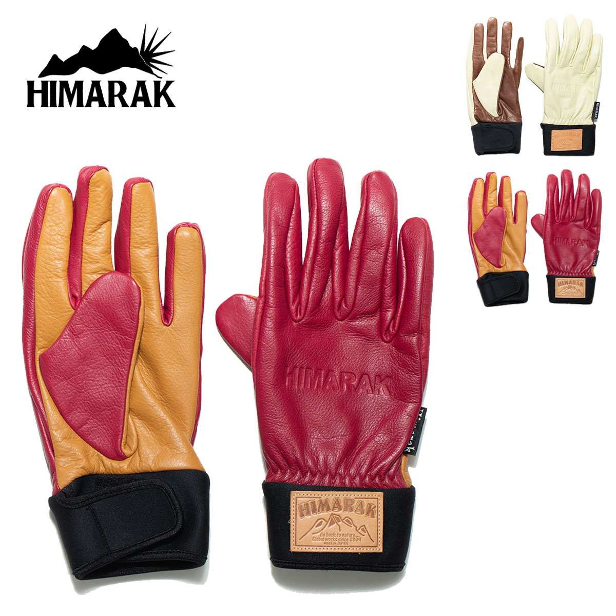 ヒマラク グローブ HIMARAK OAK II GLOVE オークツー バックカントリー 保温 パウダー レザー 革 ユニセックス スノーボードグローブ スノーグローブ スノーボード スノボ 国産 レッド ホワイト ブラウン 23-24 2023-2024 正規品