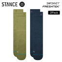 スタンス 靴下 ユニセックス STANCE ICONIC MID POLY SNOW 2 PACK INFIKNIT FRESHTEK Chive インフィニット フレッシュテック 2足Set 吸汗 速乾 防臭 耐久性 疲労軽減 スノーソックス ウインター スノーボード スノボ くつ下 2024 正規品