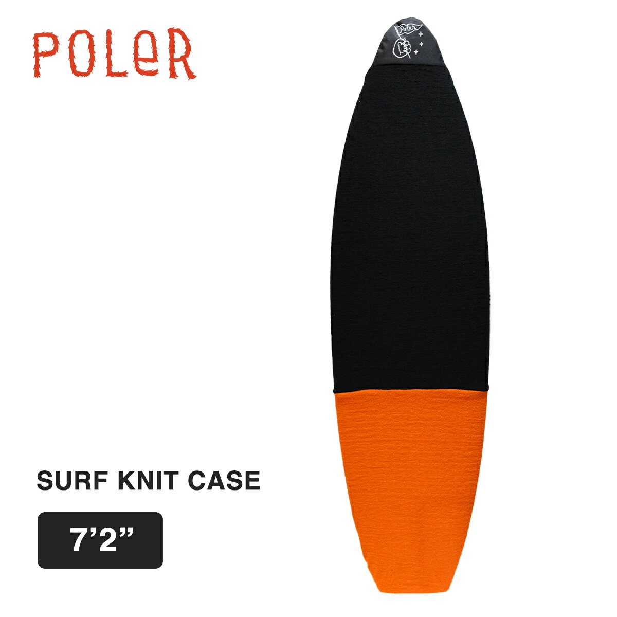 ■ポーラー サーフボードニットケース POLER SURF BOARD CASE 7'2 BLACK/ORANGE 【カラー】BLACK/ORANGE（ブラック/オレンジ） 【サイズ】 7'2"(218.4cm) ※218.4cmくらいのボードに丁度いいサイズ感です。伸縮性がある素材を使っていますが、あくまで目安とお考え下さい。 ニット地のサーフボードケース。フィンを付けたままでも穴が開かないように裏側にナイロンの別布があてがわれているほか、ドローコードで縛って持ち運びもできる優れもの。紫外線による日焼けや劣化対策にも◎。 ■注意点 ◆画面上と実物では多少色具合が変わって見える場合もあります。ご了承ください。 ◆この商品は当店実店舗でも販売しております。 在庫数の更新は随時行っておりますが、お買い上げいただいた商品が、品切れになってしまうこともございます。 その場合、お客様には必ず連絡をいたしますが、万が一入荷予定がない場合は、 キャンセルさせていただく場合もございます。 あらかじめご了承ください。 ＊AIN＊メーカー希望小売価格はメーカーカタログに基づいて掲載しています。