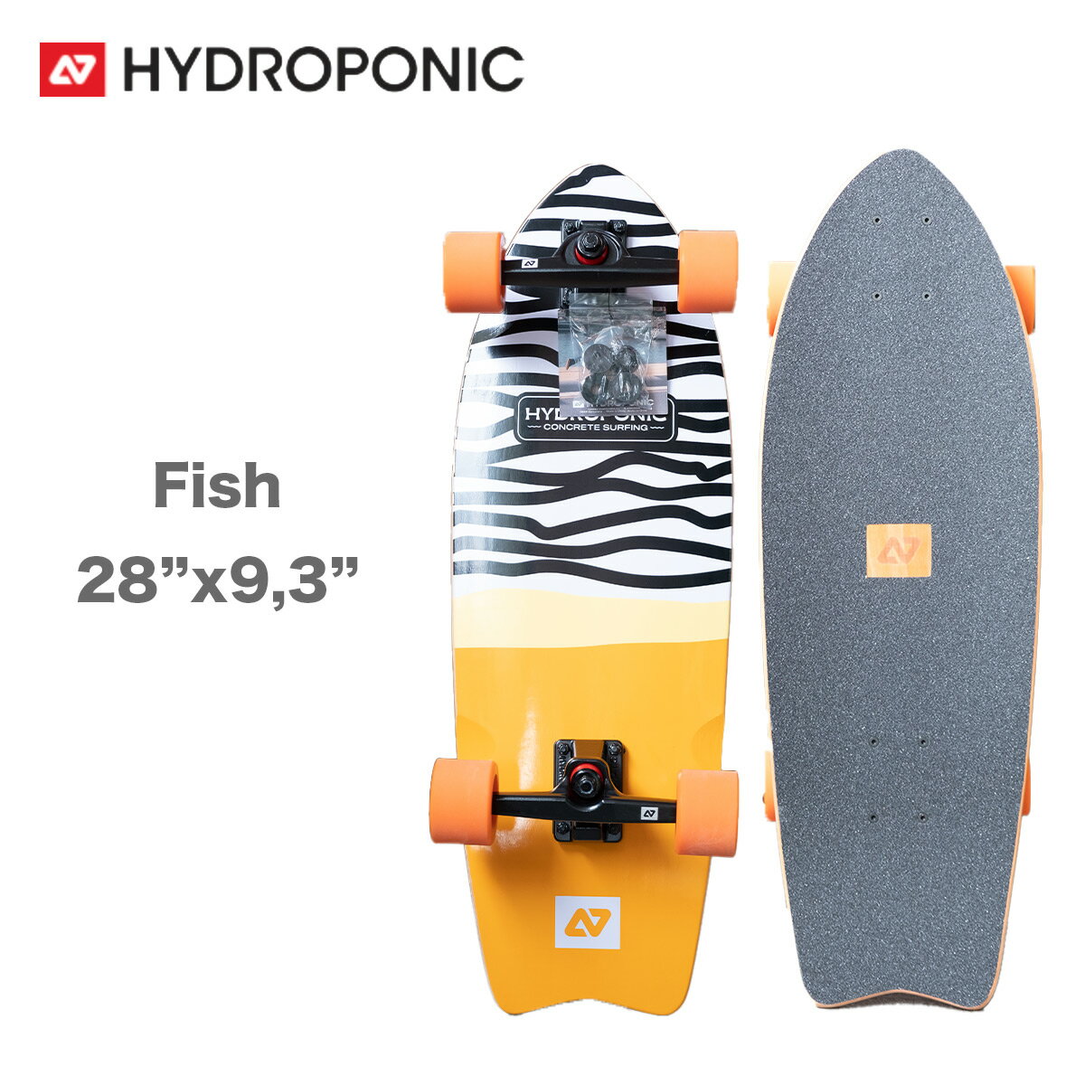 スケートボード ハイドロポニック Hydroponic コンプリート Surfskate Complete Fish 28インチ Concrete Orange スケボー サーフスケート フィッシュ ターン 回転 ハイドロフォニック アーバン…