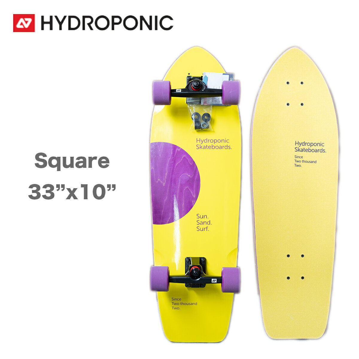 スケートボード ハイドロポニック Hydroponic コンプリート Surfskate Square 33インチ Lunar Yello / Purple スケボー サーフスケート スクエア ターン 回転 ハイドロフォニック アーバン ス…