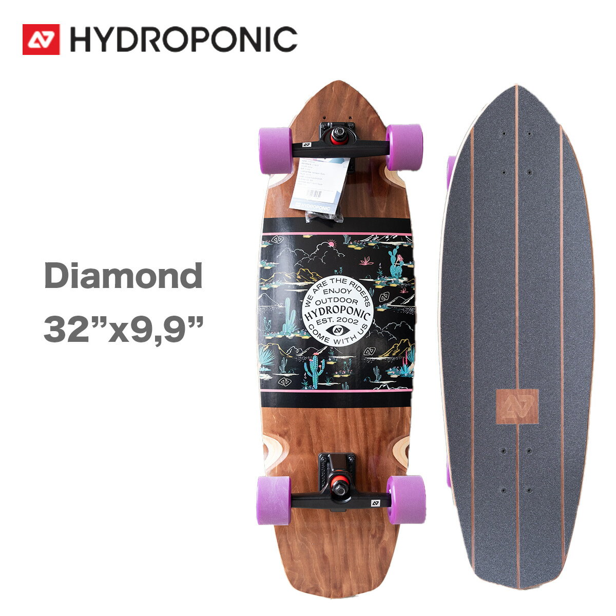 【お買い物マラソンP10倍】スケートボード ハイドロポニック Hydroponic コンプリート Surfskate Complete Diamond 32インチ Cactus スケボー サーフスケート ダイヤモンド ターン 回転 ハイドロフォニック アーバン スポーツ HP-L0129-03 正規品