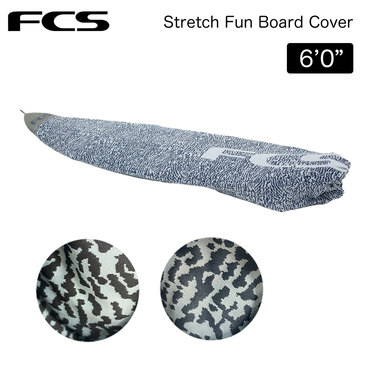 ■エフシーエス ストレッチファンボードカバー サーフボードカバー/サーフボードケース FCS Stretch Fun Board Cover サイズ：6'0" カラー ・Carbon（ブルー/ネイビー系） ・Tranquil Blue（ブルー/ブラック系） ワックス、傷、ほこり、紫外線からボードを守る軽量プロテクション。 旅行用カバー、車のシートのワックスキープ、ボードの保管時の追加保護に最適。 ●高品質で厚手の織り素材 ●丈夫な600Dポリエステル製ノーズプロテクター 注意：長時間の移動中にボードを保護するようには設計されていません ■注意点 ◆画面上と実物では多少色具合が変わって見える場合もあります。ご了承ください。 ◆この商品は当店実店舗でも販売しております。 在庫数の更新は随時行っておりますが、お買い上げいただいた商品が、品切れになってしまうこともございます。 その場合、お客様には必ず連絡をいたしますが、万が一入荷予定がない場合は、 キャンセルさせていただく場合もございます。 あらかじめご了承ください。 ＊AY＊メーカー希望小売価格はメーカーカタログに基づいて掲載しています。