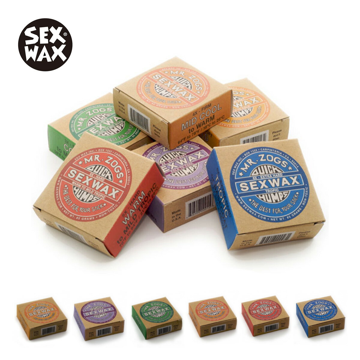 【お買い物マラソンP10倍】SEXWAX サーフワックス QUICK HIMPS セックスワックス SURF WAX サーフィン用ワックス サーフボード サーフィン 春 夏 秋 冬 X-COLD COLD COOL MID COOL WARM TROPIC マリンスポーツ 正規品