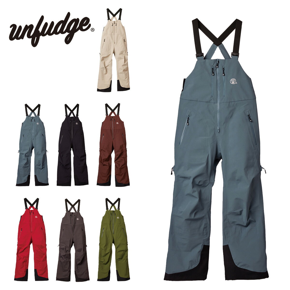 楽天masa surf and snowアンファッジ スノーボードウェア unfudge PEEP BIB PANTS ピープ ビブパンツ メンズ レディース スノーボードパンツ スノーウェア オーバーオール 東レ製3レイヤー スノボ スキー 雪山 24-25モデル 2024-2025 9月下旬入荷予定