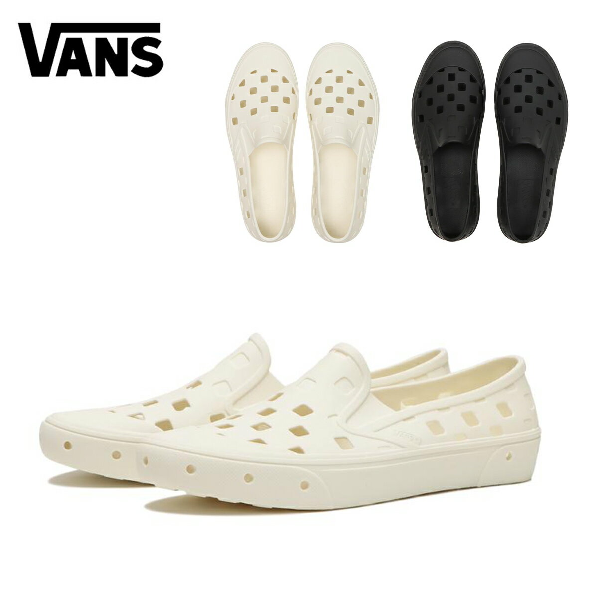 楽天masa surf and snowバンズ スリッポン トレクスリッポン VANS ヴァンズ Slip-On Trk 通気 排水 チェッカーボード クッション アウトドア キャンプ ビーチ サーフ 軽量 カジュアル ストリート ブラック ホワイトVN0A5HF8 2023 春夏 SS 正規品