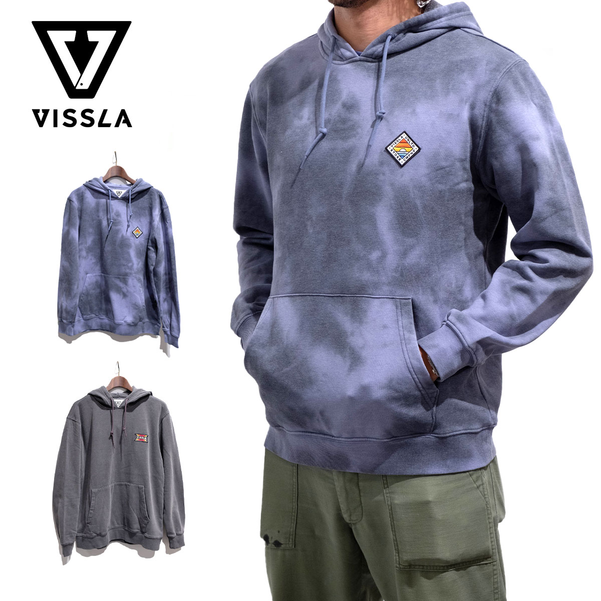 【お買い物マラソンP10倍】ヴィスラ パーカー プルオーバー フーディー メンズ VISSLA Solid Sets Eco Po Hoodie ソリッドセット エコポー フーディー ロングスリーブ 長袖 ビスラ タイダイ柄 無地 ワンポイント カンガルーポケット M607QSOS 2022 正規品