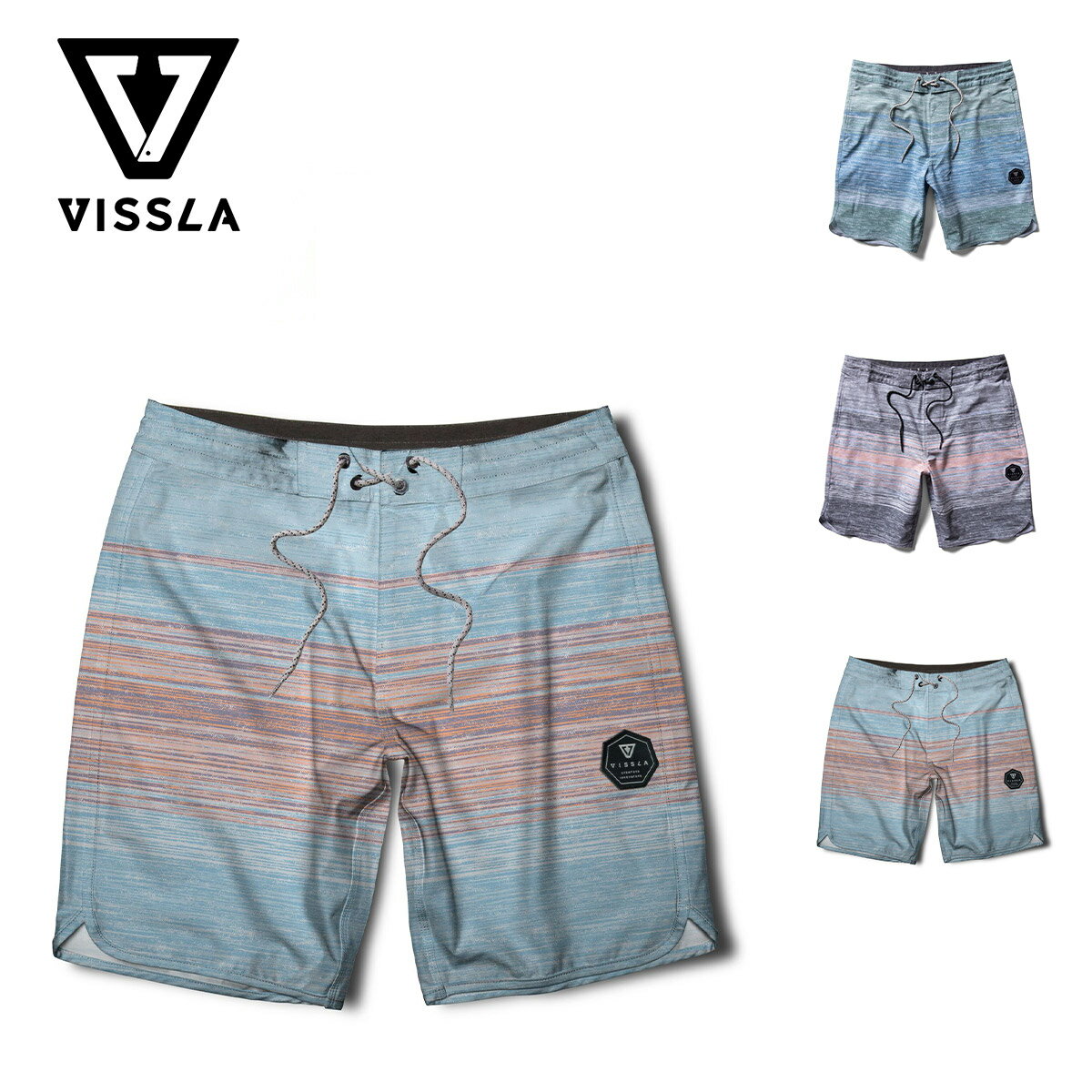 ヴィスラ ボードショーツ メンズ VISSLA Blurry Horizons 18.5" Boardshort ブラリーホライゾン 18.5インチ サーフパンツ ボーダー柄 ビスラ 水着 サーフィン ビーチ 海 リゾート プール アウトドア キャンプ m1151blu2301 2023 春夏 正規品