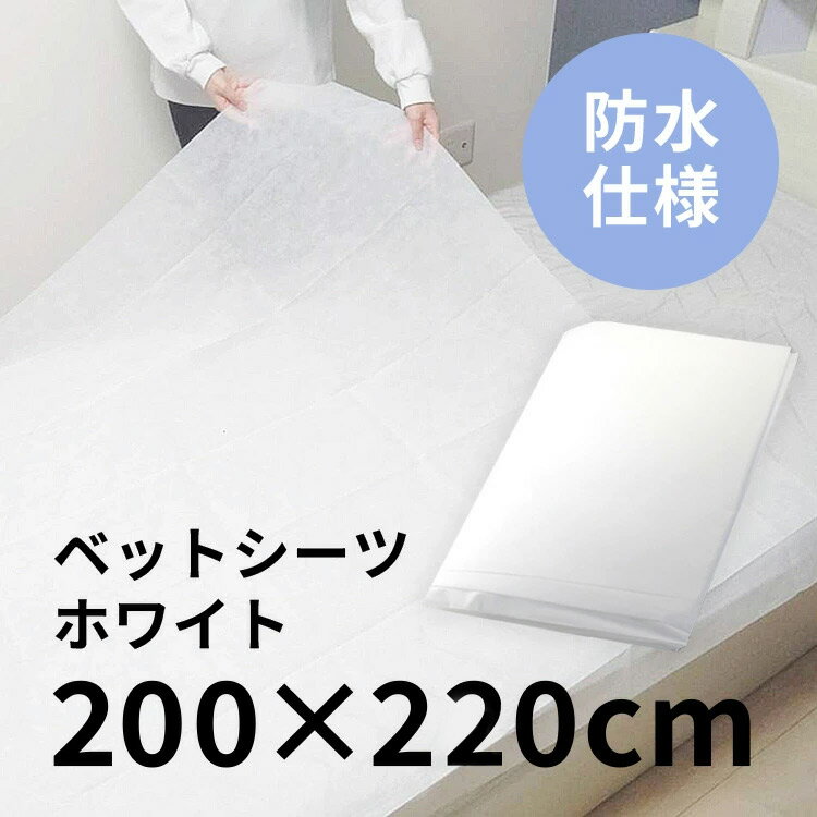 Rakuten - 使い捨て 防水 シーツ 大判 介護 200x220cm 使い捨てベットシーツ 防水シーツ ベッドシーツ キングサイズ 個包装 業務用 エステ メンズエステ メンエス マッサージ HOKUTO 防水 ホワイト