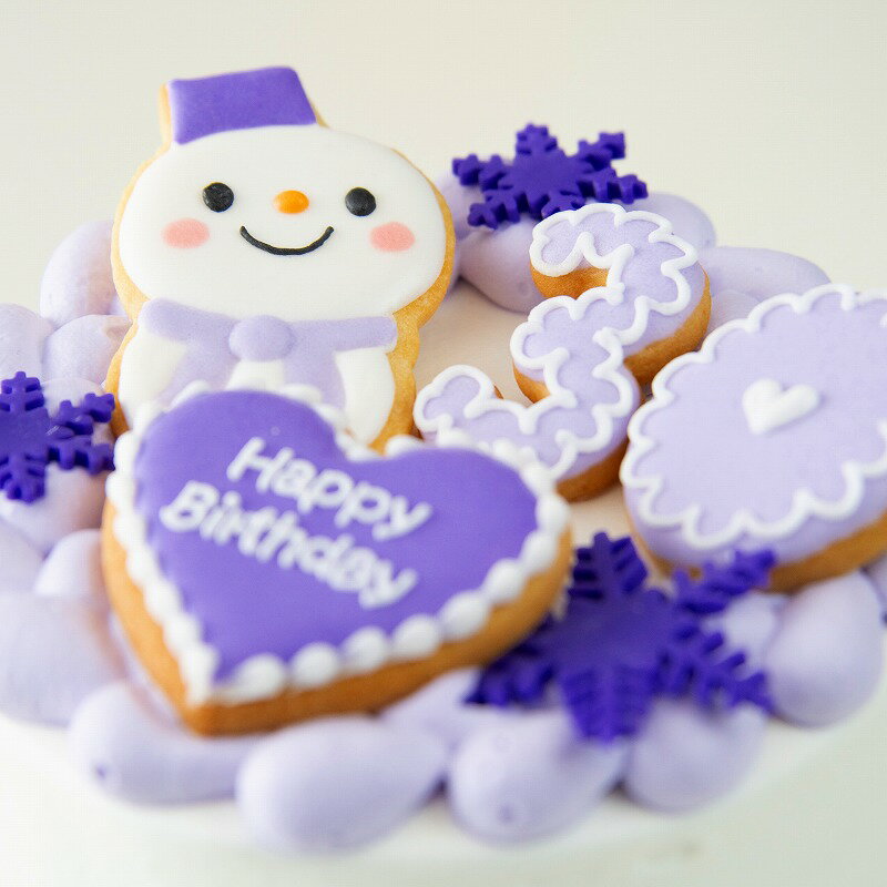 《 カラー & メッセージクッキー & 数字 クッキー 》 スノーマン ケーキ 4号 ( 2〜3名様向け ) 【 ケーキ 雪だるま 誕生日ケーキ インスタ映え ...