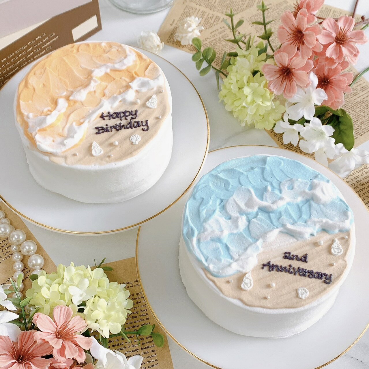 《選べる8色&お好きなメッセージ》海のセンイルケーキ 4号(12cm)2〜3名様向け 誕生日ケーキ 夏 おしゃれ お祝い 記念日 インスタ映え 推し活 スイーツ...