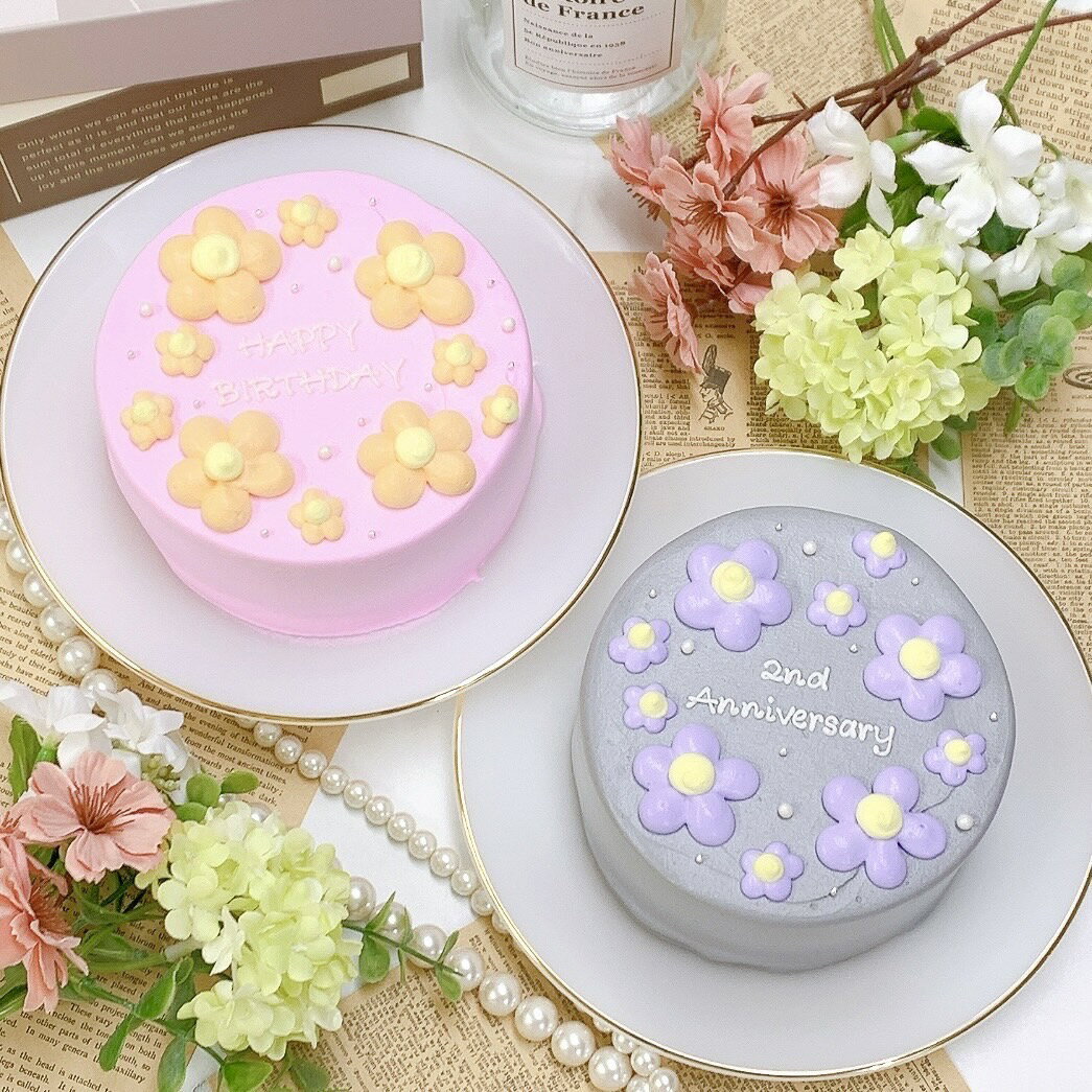 《土台と花の色が選べる》花づくしセンイルケーキ 5号(15m)3〜5名様向け 《お好きな色とメッセージ》誕生日ケーキ おしゃれ お祝い 記念日 インスタ映え 推...