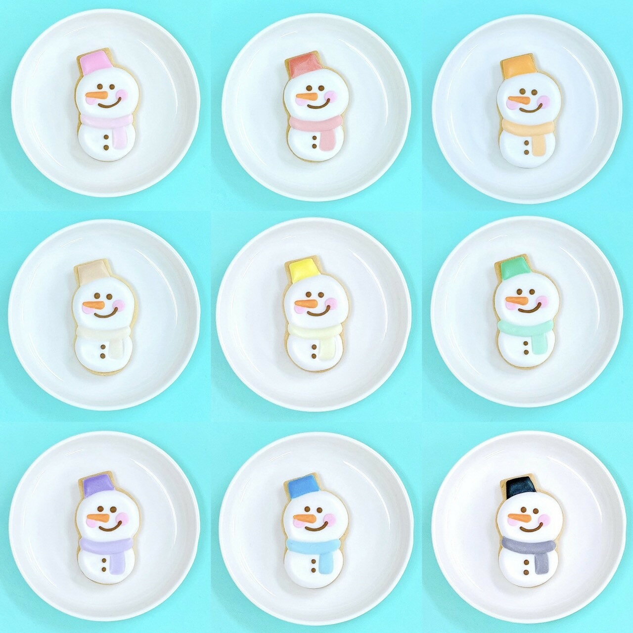 9色から選べる雪だるまクッキー ( 1枚 ）【 アイシングクッキー オーダー 雪だるま アイシングクッキー 数字 アイシングクッキー 名入れ アイシングクッキー 誕生日 メッセージクッキー 誕生日 クッキー サプライズ カラフル かわいい 】のサムネイル