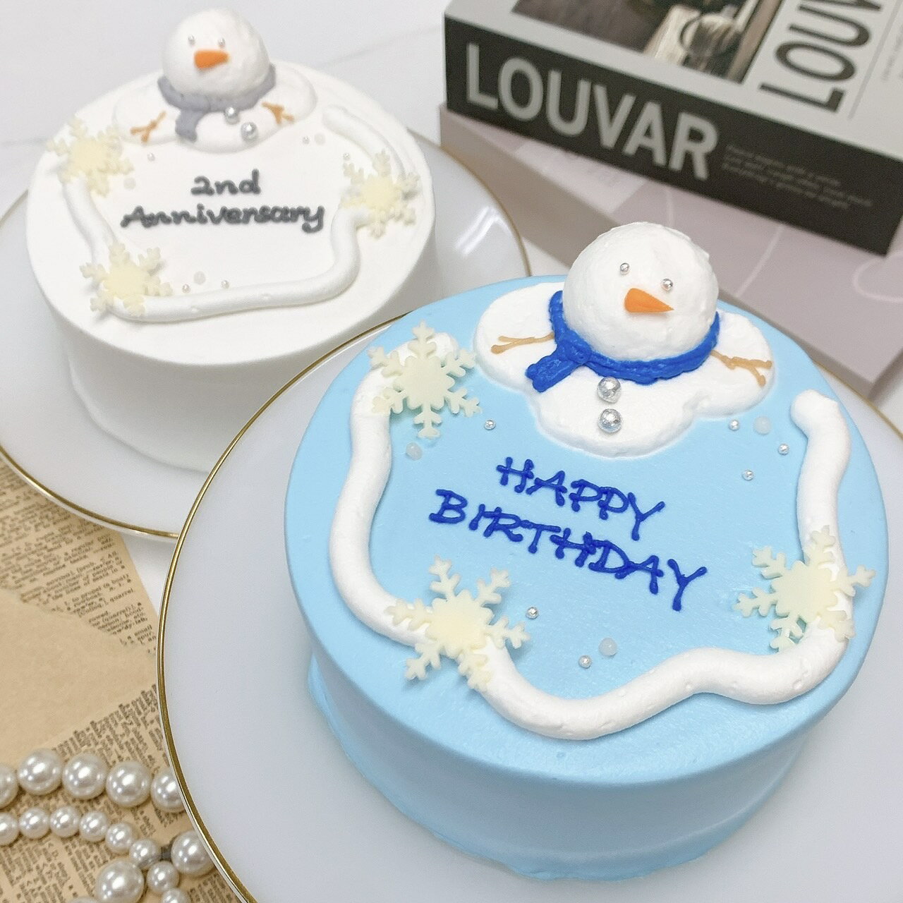 《選べる9色｜お好きなメッセージ》 とろける雪だるまケーキ 5号（15cm）3～5名様向け 【 誕生日ケーキ センイルケーキ かわいい おし..
