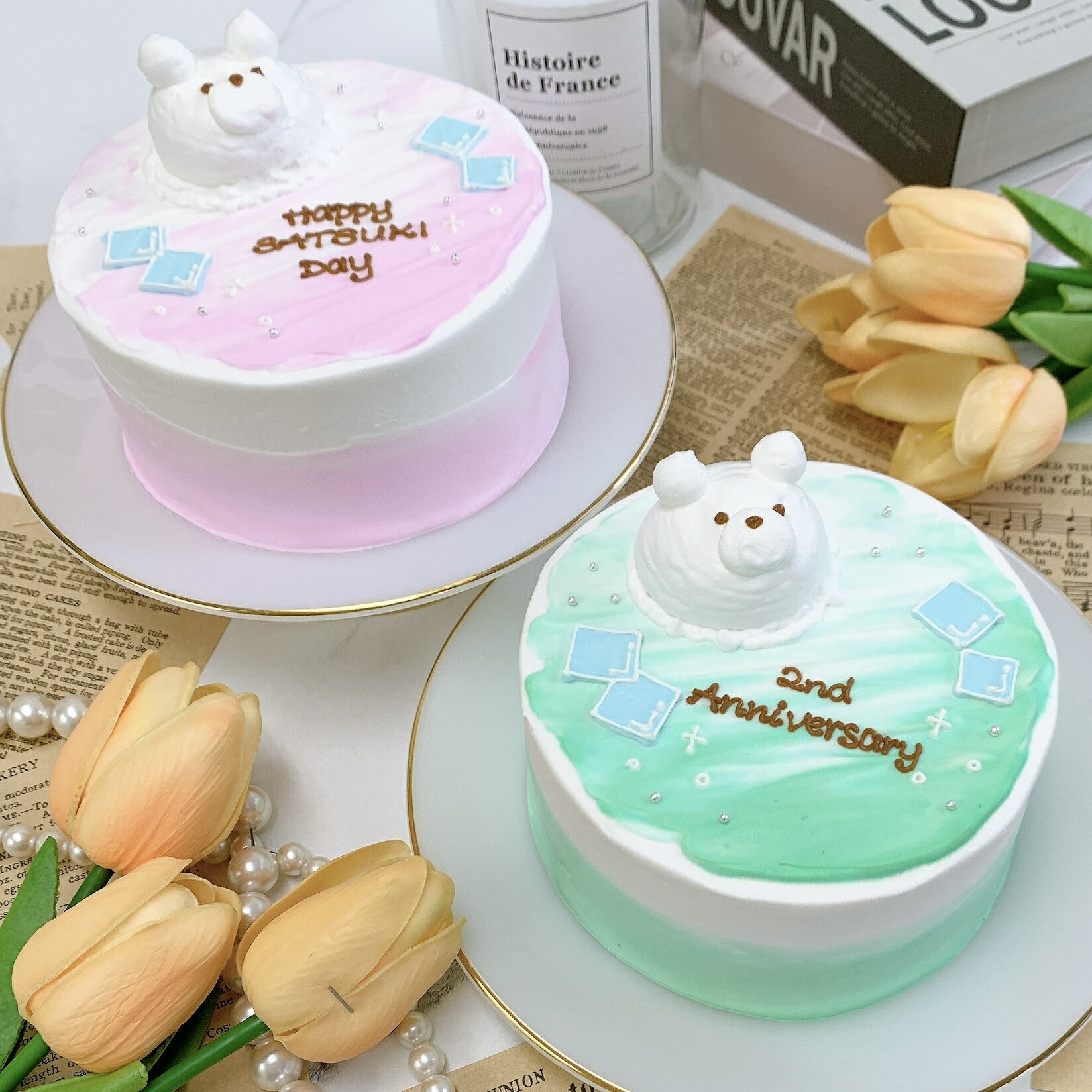 くまちゃんアイス クリームソーダ風センイルケーキ 6号(18cm)【 誕生日ケーキ センイルケーキ かわいい おしゃれ お祝い 記念日 インスタ映え ケーキ ス...