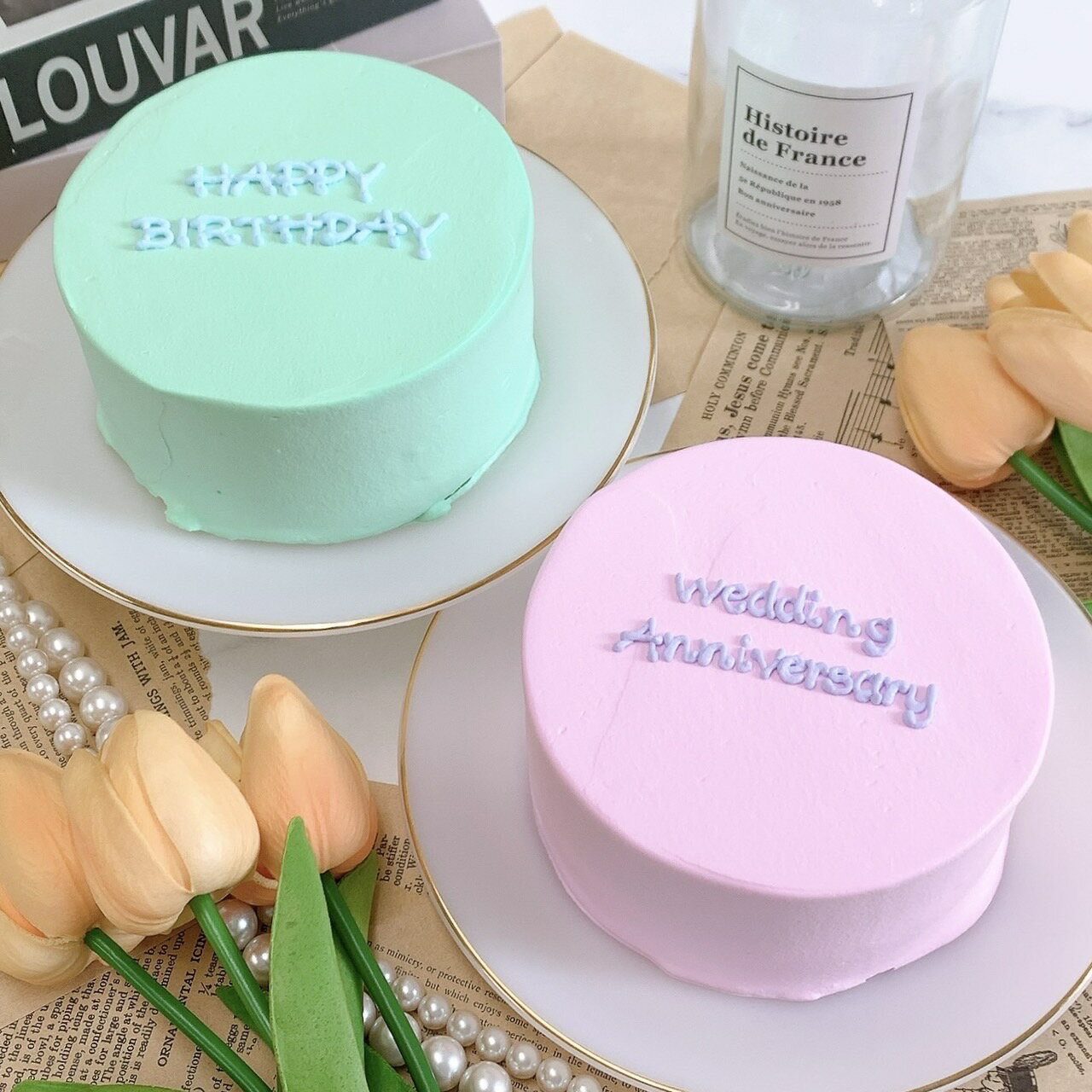 \ 全10色から選べる♪/パステルクリーム文字センイルケーキ 4号(12cm)【 誕生日ケーキ センイルケーキ かわいい おしゃれ お祝い 記念日 インスタ映え...