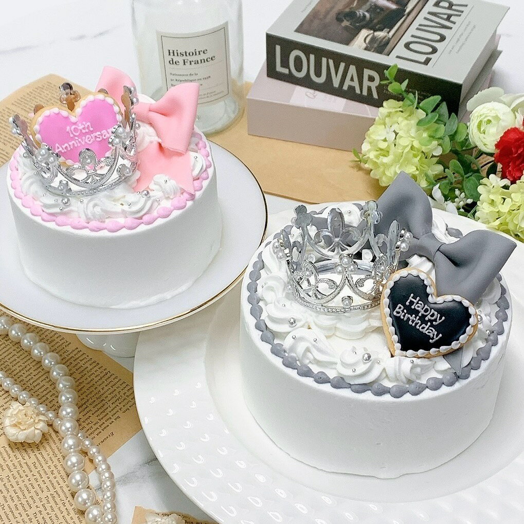 【選べる9色】パステルリボン付きティアラケーキ 5号 (15cm)【 誕生日ケーキ 韓国 メッセージ プリンセ..