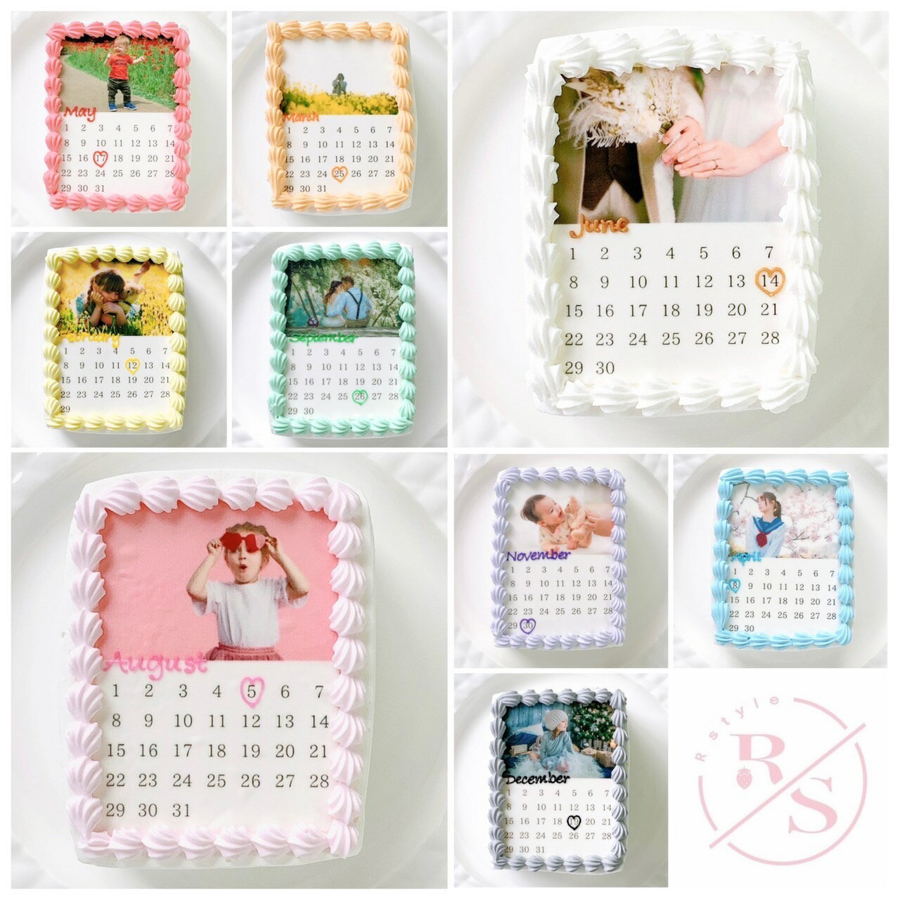 《選べる9色&お好きなお写真》 カレンダー プリントケーキ 【 写真ケーキ センイルケーキ かわいい おしゃれ お祝い 記念日 インスタ映え ケーキ スイーツ プリントケーキ おもしろ ケーキ サプライズ ケーキ ギフト プレゼント 贈り物 】