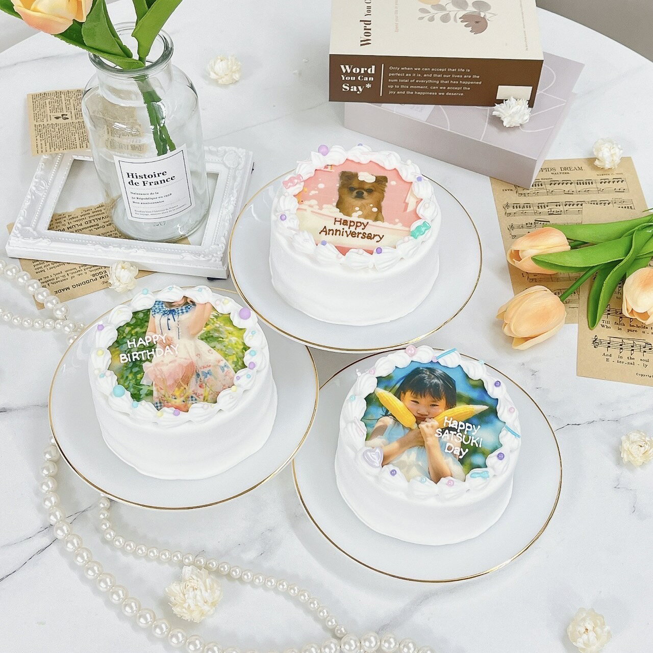 《選べる9色/お好きなお写真/お好きなメッセージ》 ゆるふわ写真ケーキ 6号 (5〜8名様向け )【 誕生日ケーキ センイルケーキ かわいい おしゃれ お祝い ...