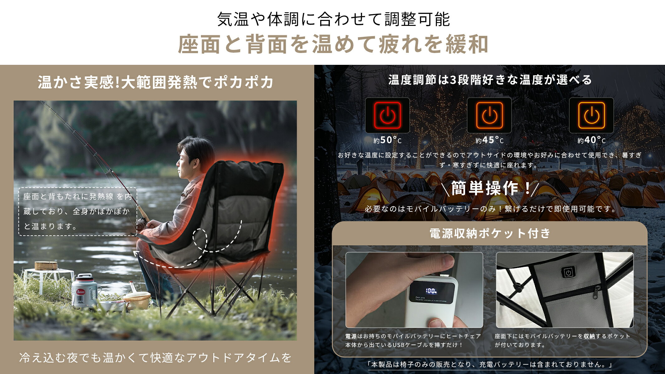 ＼超お得激安9980円☆時間限定ポイント15倍／アウトドアチェア キャンプ椅子 キャンプチェア 軽量 折りたたみ椅子 アウトドア チェア コンパクト おしゃれ キャンプ 椅子 イス チェアー 室内 チェア ロータイプ 防寒 収納 リクライニング 暖か 充電 rt-dowinx-10000223 ドウィンクス サンプル画像3
