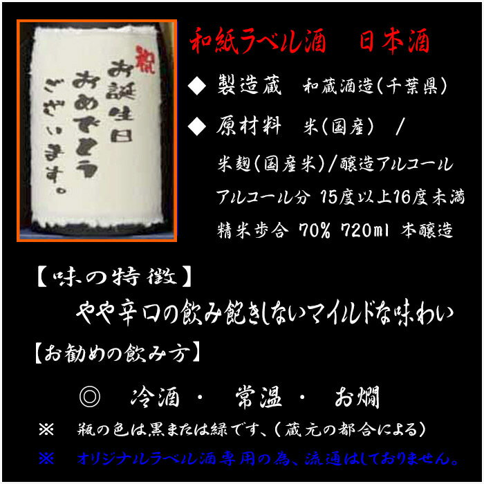 誕生日おめでとうございます ギフト 日本酒 本醸造 和紙ラベル 720ml 2