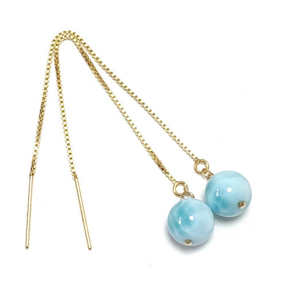 Rakuten - K14GF ラリマー ピアス イヤリング ラリマール 8mm ロングアメリカンピアス 14KGF 14金ゴールドフィルド ロングチェーンピアス 18金 誕生石 天然石 人気 ギフト 誕生日 バースデー プレゼント 結婚記念日 お祝い クリスマス ホワイトデー 母の日 彼女 贈り物