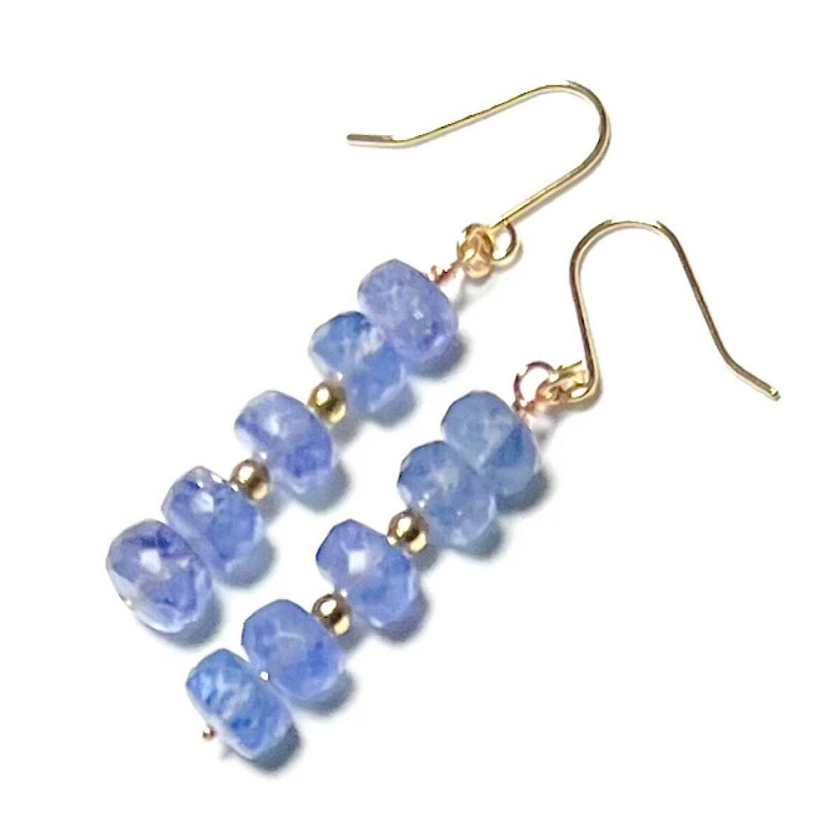 Rakuten - K18 タンザナイト ピアス イヤリング タンザナイト ラウンデルカット スティックタイプ フックピアス K18YG 18金イエローゴールド アメリカン 誕生石 天然石 チャーム 18K ギフト 誕生日 バースデー プレゼント 結婚記念日 お祝い クリスマス ホワイトデー 母の日 贈り物