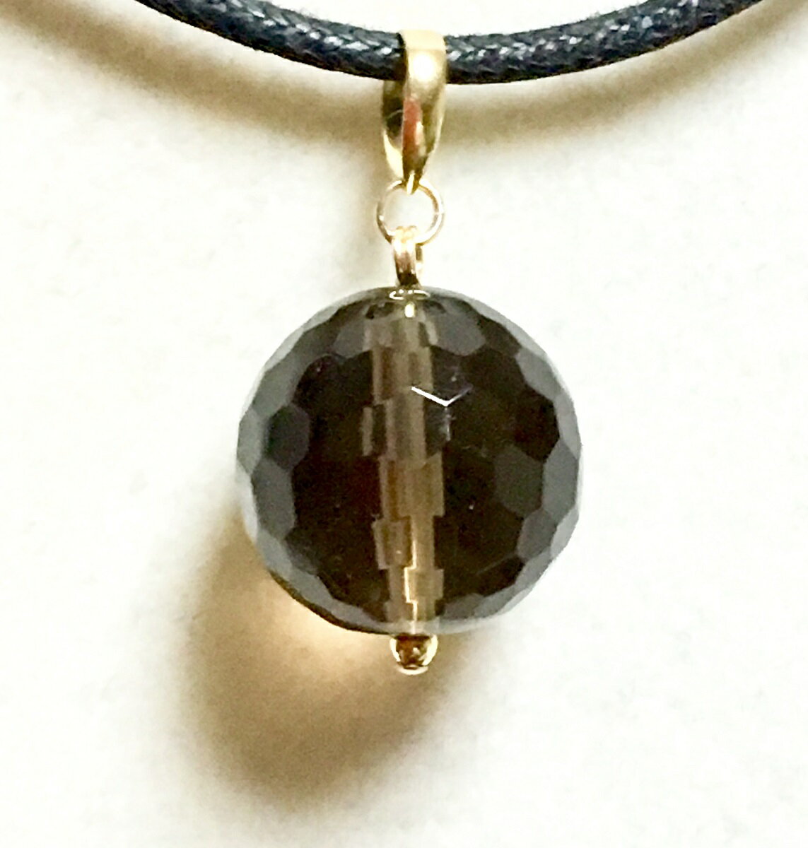 クォーツ ピアス イヤリング K18 スモーキークォーツ 14mm 128面 ネックレス チャーム 大粒 煙水晶 茶水晶 K18YG 18金イエローゴールド チョーカー ヘッド 誕生石 天然石 18K ギフト 誕生日 バースデー プレゼント 結婚記念日 クリスマス ホワイトデー 母の日 贈り物