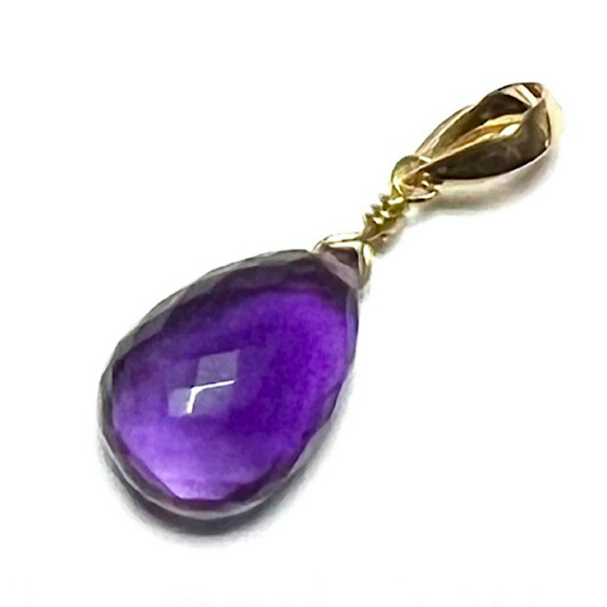 【Rvaru】 K18 アメジスト トップ ドロップ (M) ペンダントトップ 紫水晶 K18YG 18金イエローゴールド ネックレストップ 2月 誕生石 天然...