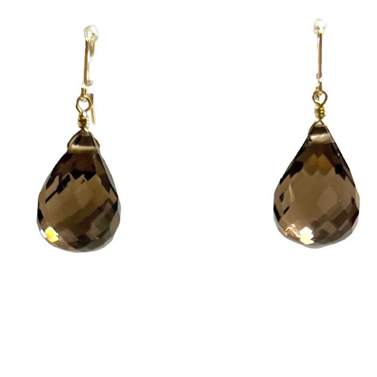 スモーキーピアスイヤリングK14G...