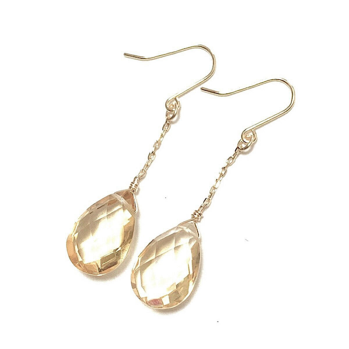 Rakuten - K18 シトリン ピアス イヤリング シトリン 黄水晶 ドロップ ペアシェイプ チェーンフックピアス K18YG 18金イエローゴールド アメリカン 誕生石 チャーム イヤリング 18K 人気 ギフト 誕生日 バースデー プレゼント 結婚記念日 お祝 クリスマス ホワイトデー 母の日 贈り物