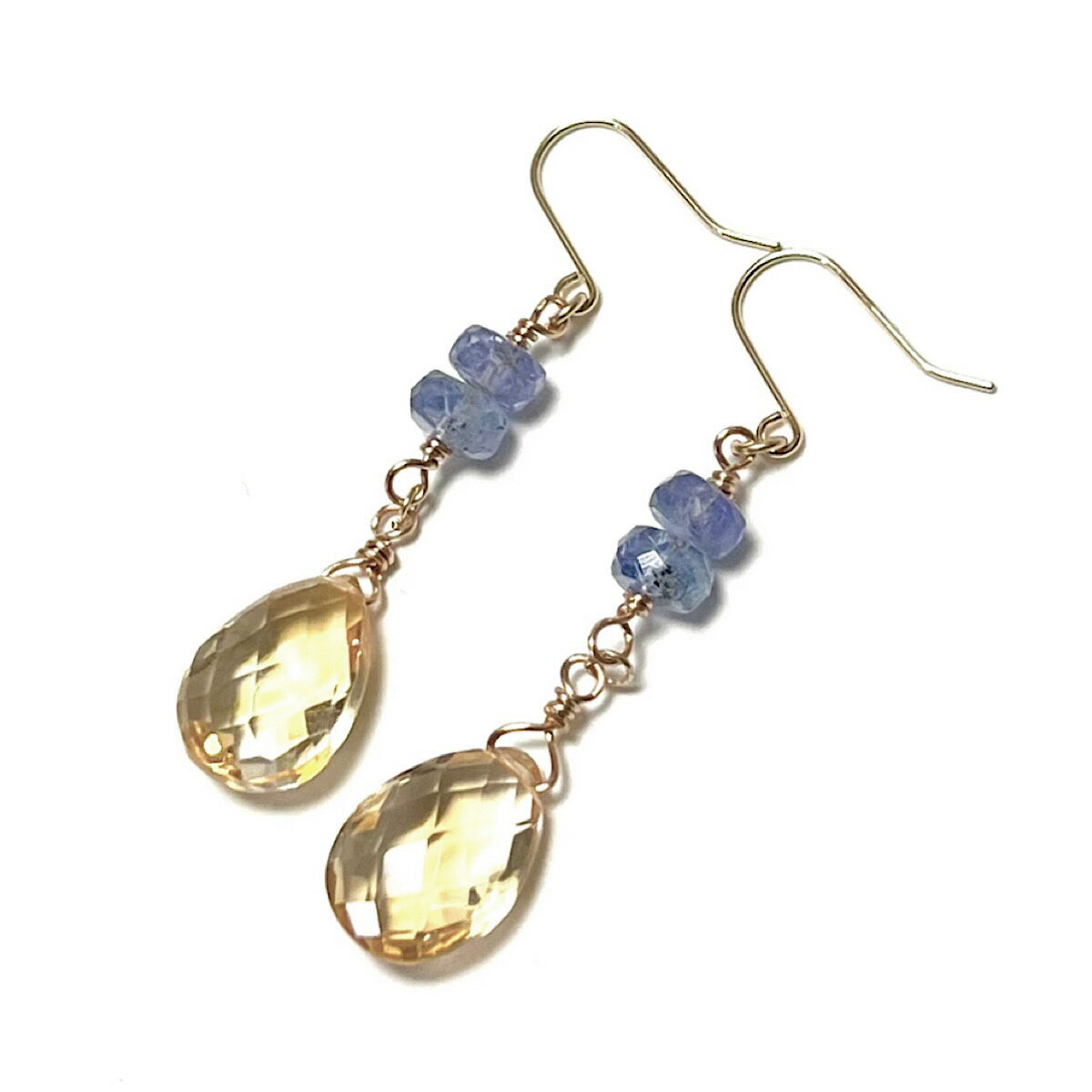 Rakuten - K18 シトリン ピアス イヤリング シトリン ドロップ タンザナイト フックピアス 黄水晶 K18YG 18金イエローゴールド アメリカン 誕生石 天然石 チャーム 18K 人気 ギフト 誕生日 バースデー プレゼント 結婚記念日 お祝い クリスマス ホワイトデー 母の日 彼女 贈り物