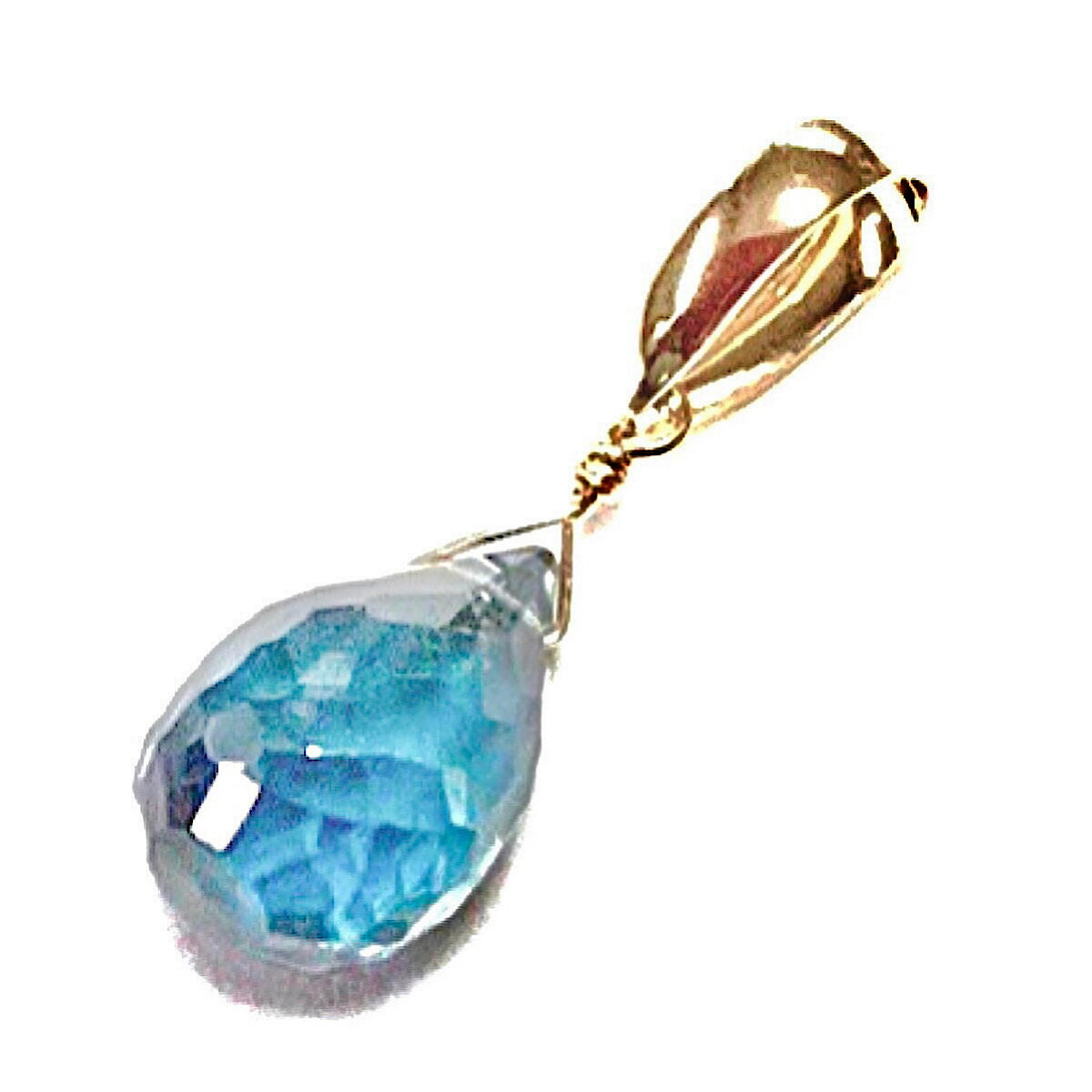 【Rvaru】★ K18 ロンドンブルー トパーズ トップ ドロップ 約9〜10mm ブリオレット ペンダントトップ K18YG 18金イエローゴールド ネック...