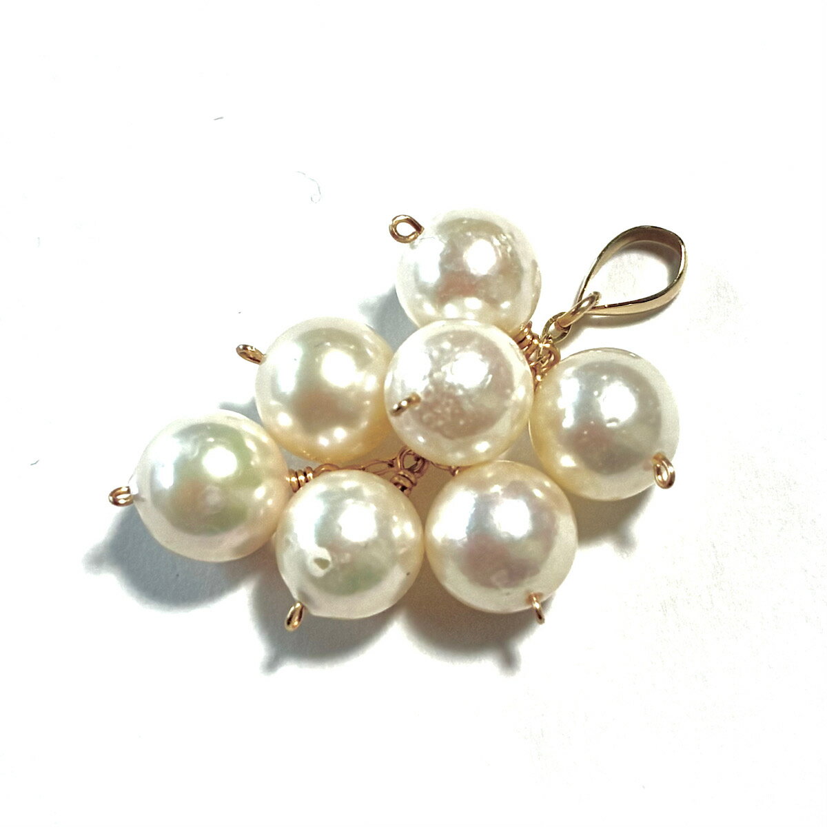 【Rvaru】《特価品》 K18 あこや本真珠 アコヤ トップ 7～8mm フラワーバンチタイプ ペンダントトップ 大ぶり 大粒 K18YG 18金イエローゴールド ネックレストップ 誕生石 18K 人気 ギフト 誕生日 バースデー プレゼント 結婚記念日 クリスマス ホワイトデー 母の日 贈り物