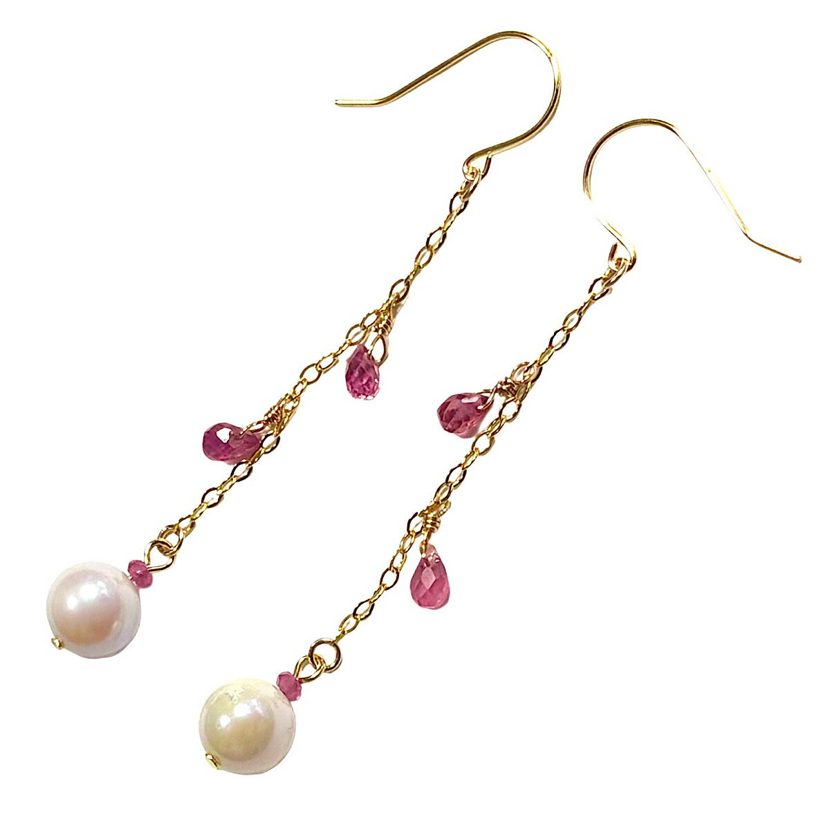 Rakuten - K14GF パール ルビー ピアス イヤリング ルビードロップ あこや真珠 アコヤ 6.5〜7mm フックピアス 14KGF 14金ゴールドフィルド K18 18金 誕生石 チャーム 人気 ギフト 誕生日 バースデー プレゼント 結婚記念日 お祝い クリスマス ホワイトデー 母の日 彼女 贈り物
