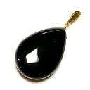 【Rvaru】★K18 オニキス トップ(LL)25×18mm ドロップ 特大 ブラックオニキス ペンダントトップ K18YG 18金イエローゴールド ネックレ...