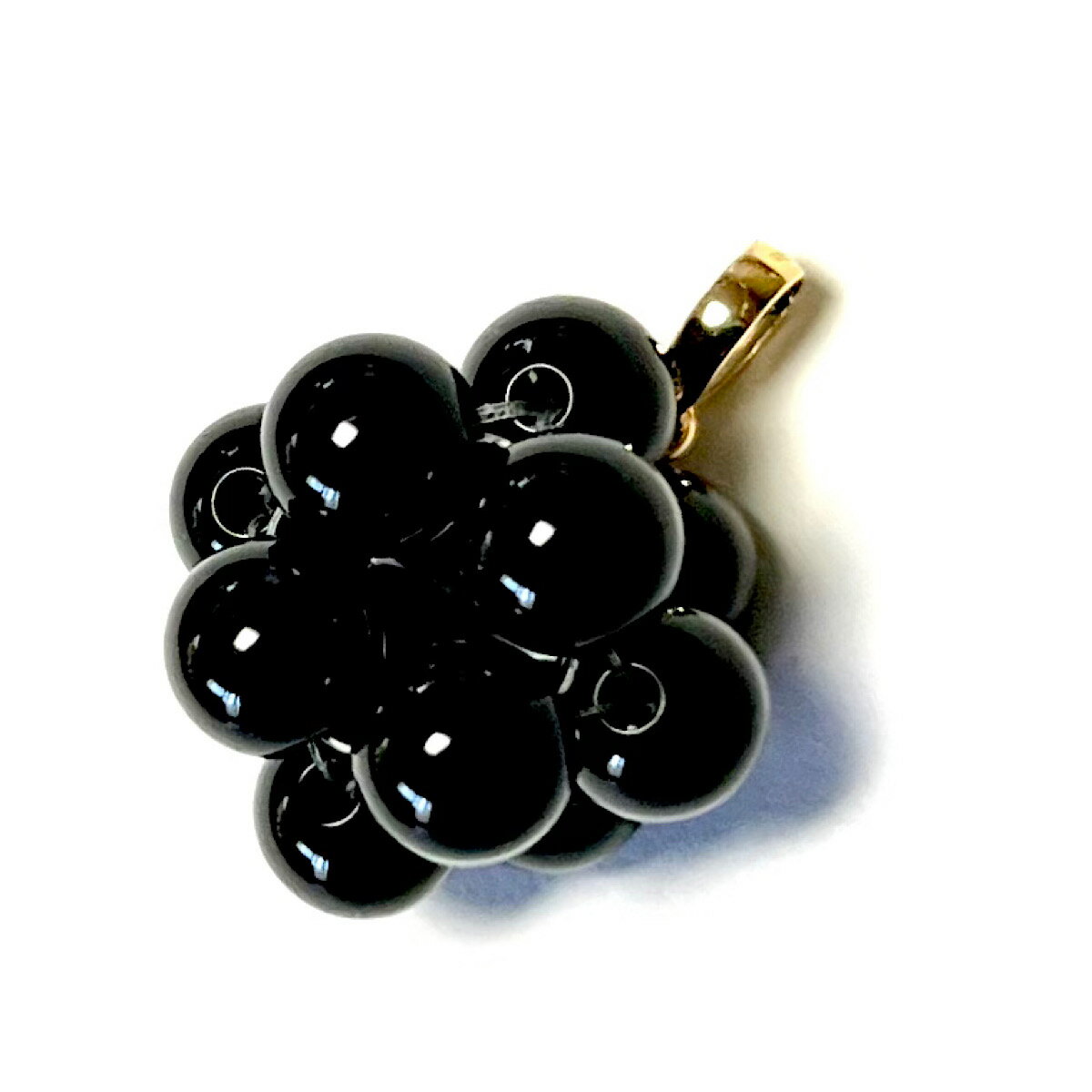 【Rvaru】K18 オニキス トップ ラウンド 6mm(L)フラワーキューブ ブラックオニキス ペンダントトップ 大ぶり K18YG 18金イエローゴールド ...