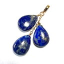 【Rvaru】 ★ K18 アフガニスタン産 天然 ラピスラズリ トップ ドロップ クローバータイプ 大ぶり ペンダントトップ 瑠璃 K18YG 18金イエロー...