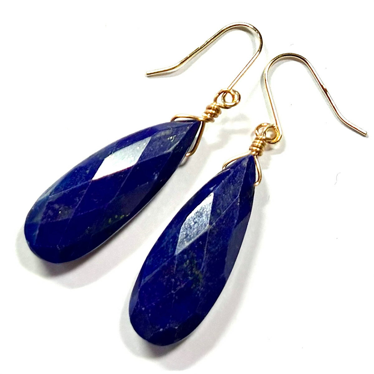 Rakuten - K18 ラピスラズリ ピアス イヤリング アフガニスタン産 天然 ラピスラズリ ロング ドロップ フックピアス 大粒 K18YG 18金イエローゴールド 18K 18金 チャーム 天然石 ギフト 誕生日 バースデー プレゼント 結婚記念日 クリスマス ホワイトデー 母の日 贈り物