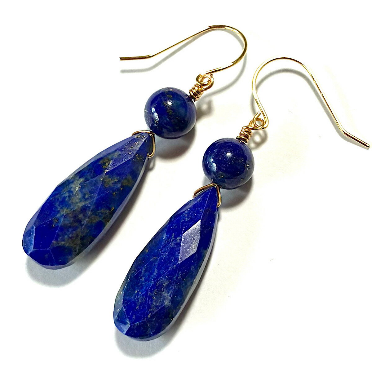 Rakuten - K14GF ラピスラズリ ピアス イヤリング アフガニスタン産 天然 ラピスラズリ ロング ドロップ ラウンド フックピアス 大粒 14KGF 14金ゴールドフィルド チャーム 天然石 ギフト 誕生日 バースデー プレゼント 結婚記念日 クリスマス ホワイトデー 母の日 贈り物